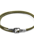 Khaki Green Tenby Silver and Rope Bracelet
