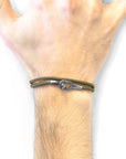 Khaki Green Tenby Silver and Rope Bracelet