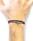 Aubergine Purple Tenby Silver and Rope Bracelet