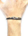 Raven Black Tenby Silver and Round Leather Bracelet
