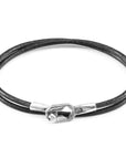 Shadow Grey Tenby Silver and Round Leather Bracelet