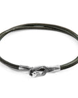 Racing Green Tenby Silver and Round Leather Bracelet