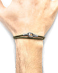 Racing Green Tenby Silver and Round Leather Bracelet