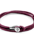 Aubergine Purple Dundee Silver and Rope Bracelet