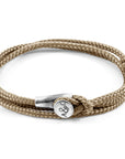 Sand Brown Dundee Silver and Rope Bracelet