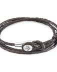 Dark Brown Dundee Silver and Braided Leather Bracelet