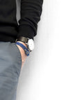 Royal Blue Dundee Silver and Braided Leather Bracelet