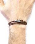 Light Brown Dundee Silver and Braided Leather Bracelet