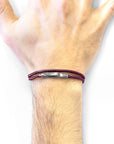Aubergine Purple Liverpool Silver and Rope Bracelet