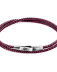 Aubergine Purple Liverpool Silver and Rope Bracelet