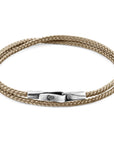 Sand Brown Liverpool Silver and Rope Bracelet