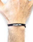 Coal Black Liverpool Silver and Braided Leather Bracelet