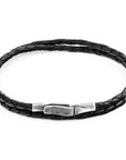 Coal Black Liverpool Silver and Braided Leather Bracelet