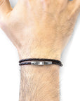 Dark Brown Liverpool Silver and Braided Leather Bracelet