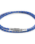Royal Blue Liverpool Silver and Braided Leather Bracelet