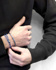 Royal Blue Liverpool Silver and Braided Leather Bracelet