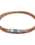 Light Brown Liverpool Silver and Braided Leather Bracelet