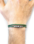 Fern Green Liverpool Silver and Braided Leather Bracelet