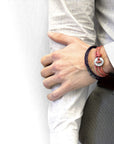 Grape Purple Liverpool Silver and Braided Leather Bracelet
