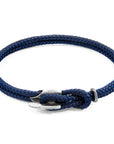 Navy Blue Padstow Silver and Rope Bracelet