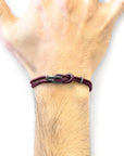 Aubergine Purple Padstow Silver and Rope Bracelet