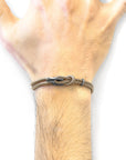 Sand Brown Padstow Silver and Rope Bracelet