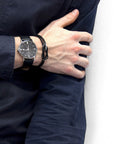 Dark Brown Padstow Silver and Braided Leather Bracelet