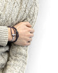 Grape Purple Padstow Silver and Braided Leather Bracelet