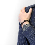 Dark Brown Clipper Anchor Silver and Flat Leather Bracelet