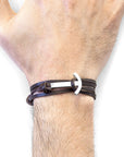 Dark Brown Clipper Anchor Silver and Flat Leather Bracelet