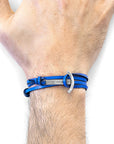 Royal Blue Clipper Anchor Silver and Flat Leather Bracelet