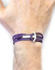 Grape Purple Clipper Anchor Silver and Flat Leather Bracelet