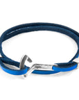 Royal Blue Flyak Anchor Silver and Flat Leather Bracelet