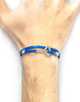 Royal Blue Flyak Anchor Silver and Flat Leather Bracelet