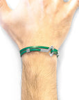 Fern Green Flyak Anchor Silver and Flat Leather Bracelet