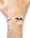 Dark Brown Frigate Anchor Silver and Flat Leather Bracelet