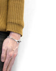 Dark Brown Frigate Anchor Silver and Flat Leather Bracelet
