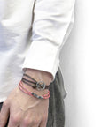 Dark Brown Ketch Anchor Silver and Flat Leather Bracelet