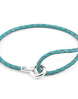 Turquoise Blue Blake Silver and Braided Leather Bracelet