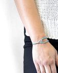 Turquoise Blue Blake Silver and Braided Leather Bracelet