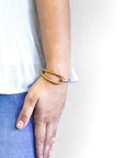 Fire Orange Blake Silver and Braided Leather Bracelet