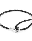 Coal Black Blake Silver and Braided Leather Bracelet