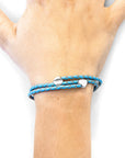 Turquoise Blue Conway Silver and Braided Leather Bracelet