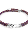 Deep Purple Conway Silver and Braided Leather Bracelet