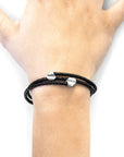 Coal Black Conway Silver and Braided Leather Bracelet