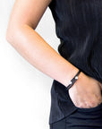 Coal Black Conway Silver and Braided Leather Bracelet