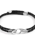 Coal Black Conway Silver and Braided Leather Bracelet