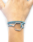 Turquoise Blue Storey Silver and Braided Leather Bracelet
