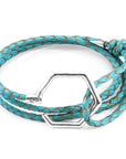 Turquoise Blue Storey Silver and Braided Leather Bracelet