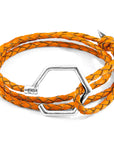 Fire Orange Storey Silver and Braided Leather Bracelet